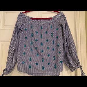 J. Crew Off the Shoulder Striped Top NWOT